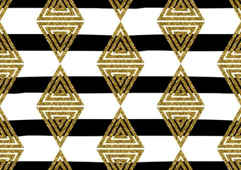 Abstract seamless pattern with the gold glitter textured  triang Stock Illustration