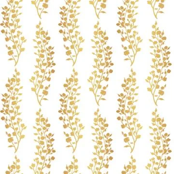 Abstract seamless pattern. Golden branches with leaves and flowers.  스톡 일러스트