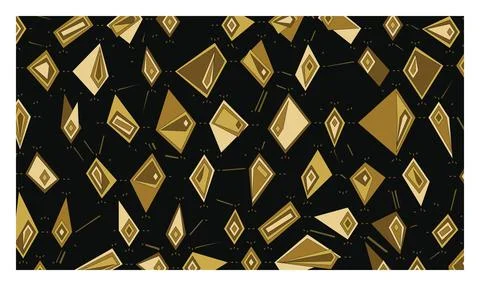 Abstract seamless pattern with golden geometric shapes, modern stylish text.. Illustrazione stock