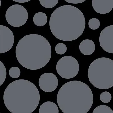 Abstract seamless pattern with gray different size balls on black Stock Illustration
