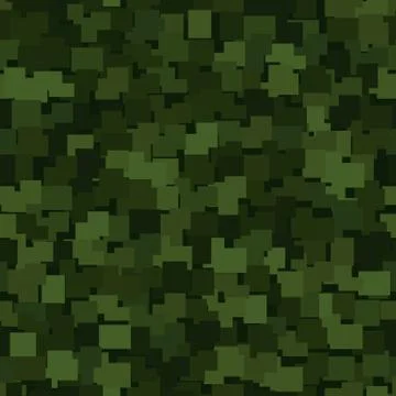 Abstract seamless pattern with green colored chaotic squares on dark Stockillustratie