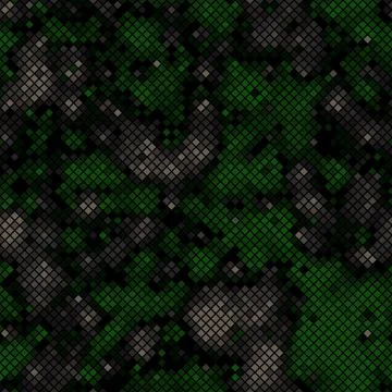 Abstract seamless pattern with green colored chaotic rectangles on dark Stockillustratie
