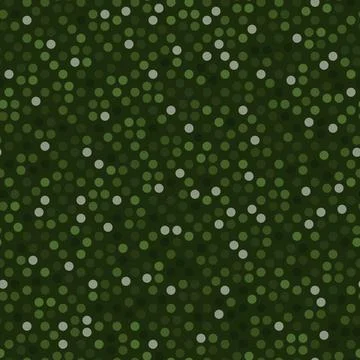 Abstract seamless pattern with green forest colored chaotic circles on dark Stockillustratie