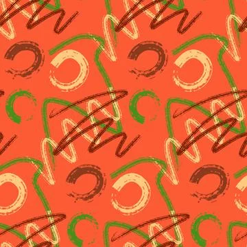 Abstract seamless pattern, green red orange paint stain Illustrazione stock