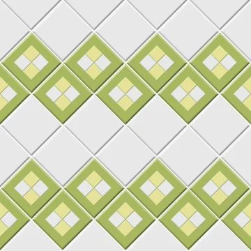 Abstract seamless pattern, green white ceramic tiles wall with diamond shape Stock Illustration