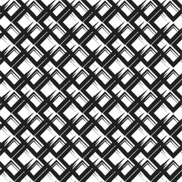 Abstract seamless pattern with grunge brush geometric shape. Modern black and Illustrazione stock