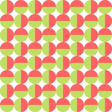 Abstract seamless pattern of half circle in green and red color Illustrazione stock