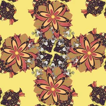 Abstract seamless pattern with hand drawing flowers. Vector illustration. Flower Stock Illustration