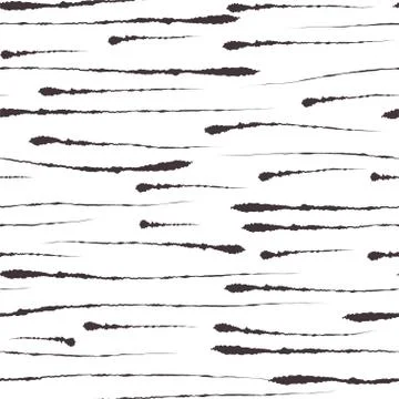 Abstract seamless pattern with hand drawn brush lines on white background Stock Illustration