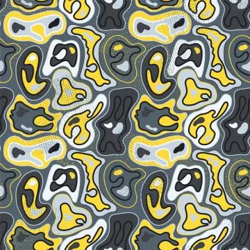 Abstract seamless pattern with hand drawn wave shapes and lines Stock Illustration