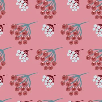Abstract seamless pattern with hand drawn red and light colored rowan ornamen 스톡 일러스트