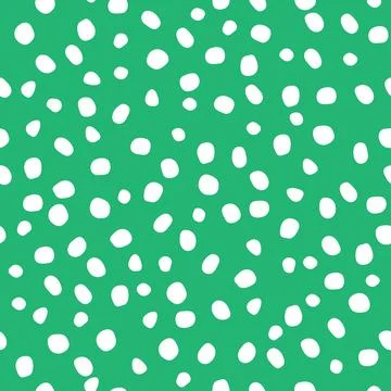 Abstract seamless pattern of hand-drawn white dots-specks on a green backgrou Stock Illustration