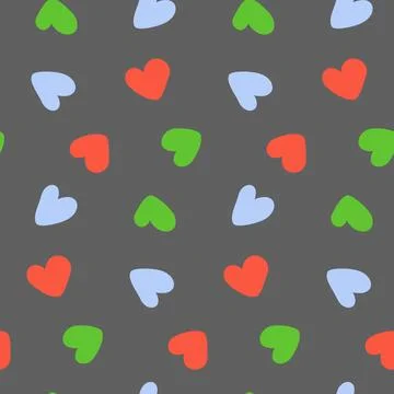 Abstract seamless pattern with hand drawn hearts shapes in trendy shades on a Illustrazione stock