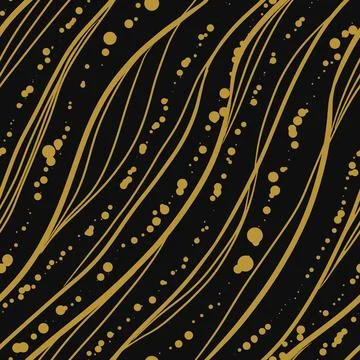 Abstract seamless pattern with hand drawn lines and spots. Golden diagonal st Illustrazione stock