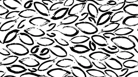 Abstract seamless pattern with hand drawn ovals, trendy black and white Stock Illustration