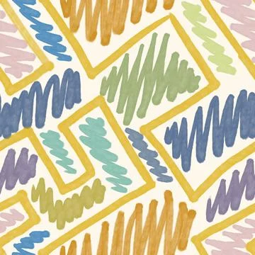 Abstract seamless pattern hand drawn painted figures. Stock Illustration