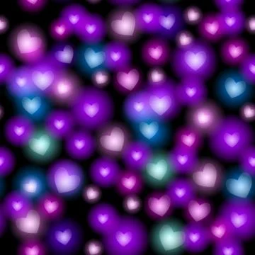 Abstract seamless pattern with hearts on black background. Vector 스톡 일러스트