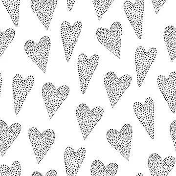 Abstract seamless pattern of hearts. Fill the polka dot. Illustrazione stock