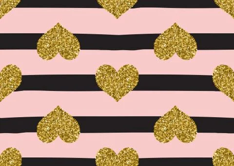 Abstract seamless pattern with the  hearts, stripes. Stock Illustration