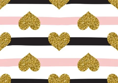 Abstract seamless pattern with the  hearts, stripes. Illustrazione stock