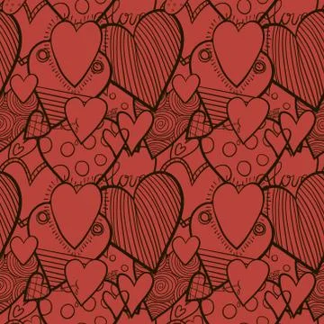 Abstract seamless pattern of hearts on white background. Stock Illustration