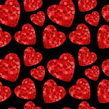 Abstract seamless pattern of hearts on white background. Stock Illustration