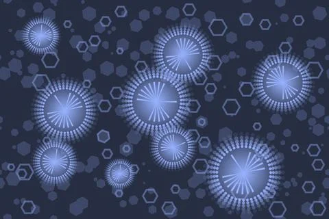 Abstract seamless pattern - hexagons and glowing circles Stock Illustration