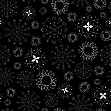Abstract seamless pattern illustration of snowflakes. Stock Illustration