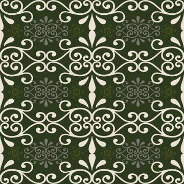 Abstract seamless pattern illustration of swirls and snowflakes. Stock Illustration