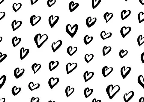 Abstract seamless pattern with the ink hearts. Stock Illustration