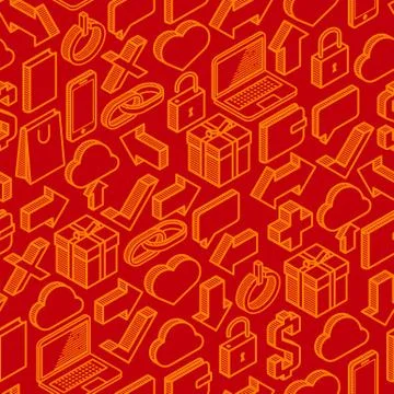 Abstract seamless pattern with isometric icons Stock Illustration