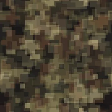 Abstract seamless pattern with khaki and brown colored chaotic overlap pixels Stock Illustration