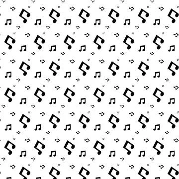 Abstract Seamless Pattern of large and small Musical Notes. Black and White 스톡 일러스트
