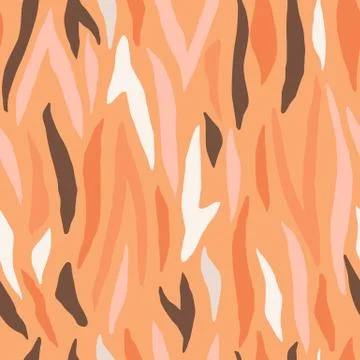 Abstract seamless pattern with leather stripes ornament. Orange palette camou 스톡 일러스트