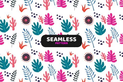 Abstract seamless pattern with leaves Stock Illustration