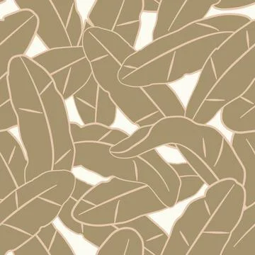 Abstract seamless pattern with leaves on light background. Plant botanical Stock Illustration