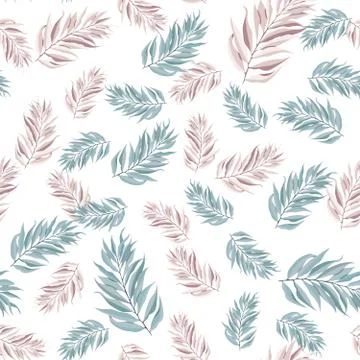 Abstract seamless pattern with leaves. Vector template. Stock Illustration