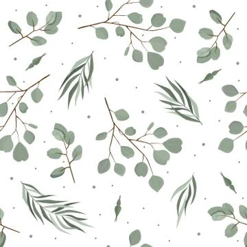 Abstract seamless pattern with leaves. Vector template. Stock Illustration