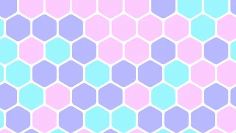 Abstract seamless pattern with light blue pink and purple hexagons interloc.. Stock Illustration