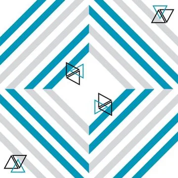 Abstract seamless pattern with lines and triangular ornaments over white back Stock Illustration