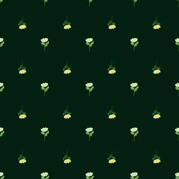 Abstract seamless pattern with little simple flower elements ornament. Black  Stock Illustration