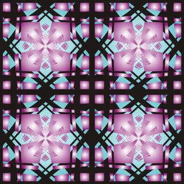 Abstract seamless pattern made of turquoise and violet geometric shapes Illustrazione stock