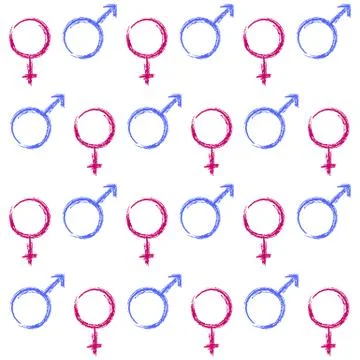 Abstract seamless pattern. Male and female symbols. Vector Illustration Stock Illustration