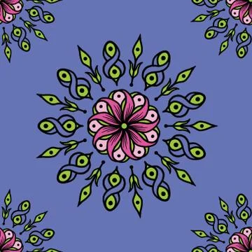 Abstract seamless pattern of Mandala flower 스톡 일러스트