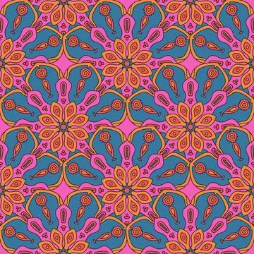 Abstract seamless pattern with mandala flower. Mosaic Illustrazione stock