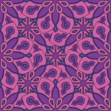 Abstract seamless pattern with mandala flower. Mosaic Stock Illustration