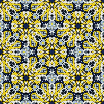 Abstract seamless pattern with mandala flower. Mosaic Stock Illustration
