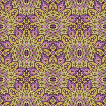 Abstract seamless pattern with mandala flower. Mosaic Stock Illustration