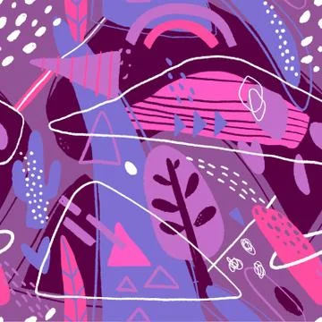 Abstract seamless pattern. Modern background with abstract figures, stripes and Stock Illustration