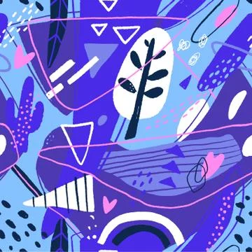 Abstract seamless pattern. Modern background with abstract figures, stripes and Stock Illustration